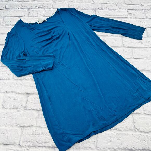 White House Black Market Tops - WHITE HOUSE BLACK MARKET Long Sleeve Asymmetrical Top Large Teal Jersey Stretch